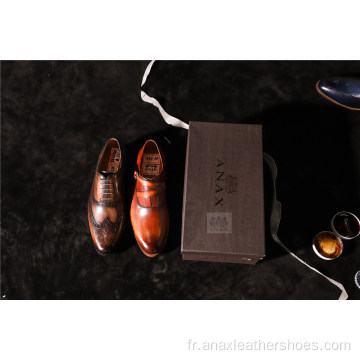 Bottes d&#39;affaires en cuir gaufré à lacets pour hommes